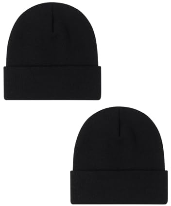 Kids Winter Thermal Hat Children's Black Beanie Warm Lightweight Stretchy Autumn for Boys Girls, Ages 4-8 Years Approx.