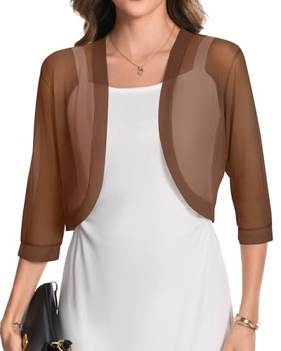 Women's Sheer Bolero Shrug Open Front Cover Up Cropped Cardigan for Evening Dresses