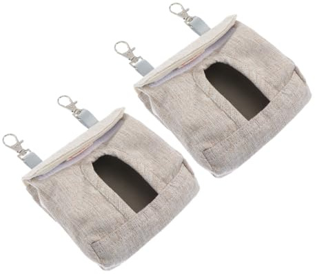 DIYEAH Lot de 2 Paquet Mangeoires Suspendus pour Cobayes et Lapins Paquet en Tissu Marron Taille S Distributeur de Nourriture Pratique pour Cage Alimentation et Rangement du Foin
