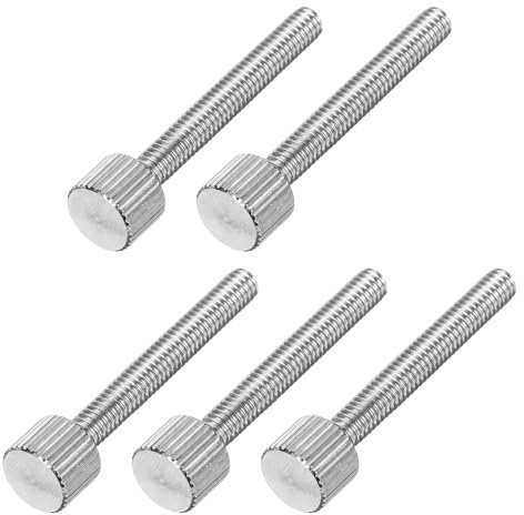 QUARKZMAN 5 Pcs M4 x 30mm 304 Acier Inoxydable pour Maison Électronique | Tête Plate Vis à Pouce Moletées Filetées Complètes Boulons Fixations, Machine, Vis à Pouce Moletées
