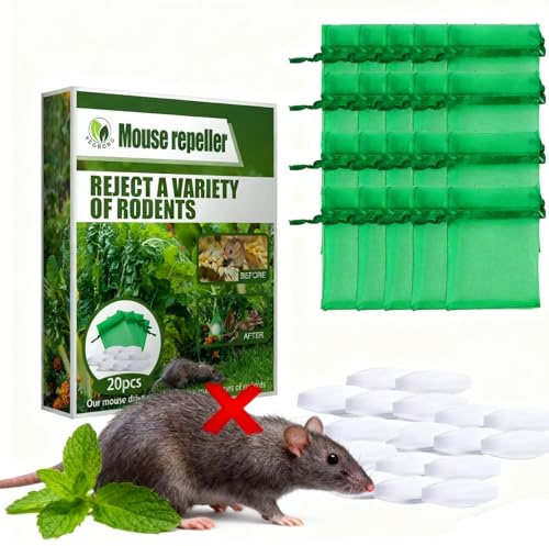 Rattenvertrieb Pillen Pack,Ratten vertreiben,Rattenabwehr Mäusegift- Natürliche Pfefferminzöl, Anti Spinnen,schützt Garten und Möbel,Natürliche Lösung ohne Gift (2)
