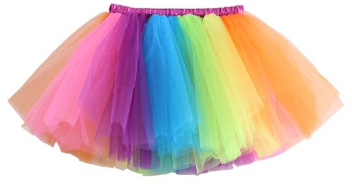 POIUIYQA Falda Tutú de Malla para Niñas Con Bloques de Colores para Fiestas Infantiles, Falda de Baile Falda de Ballet (2-8 Años)