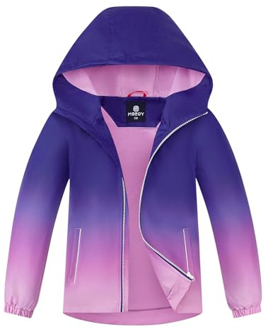 BuyiRen Veste de pluie imperméable à capuche pour filles, manteau de pluie léger doublé de coton pour enfants, 4 à 12 ans