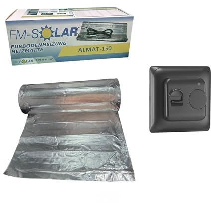 FM-SOLAR Riscaldamento elettrico a pavimento, 2,5 m², 150 W/m², in alluminio + termostato, analogico, nero