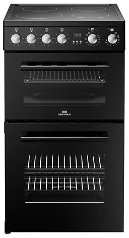 New World FDO50EBLK 444412056 - Black 50cm Electric Cooker - Double Oven - A energy