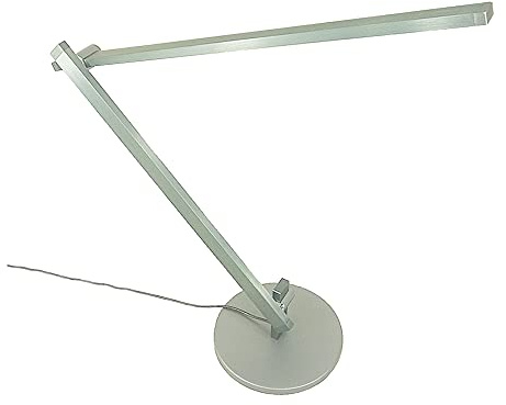 Hochwertige LED-Tisch-Schreibtisch-Leuchte TED, Alluminium massiv, 3-Stufen-Touch-Dimmer, 52x18x50cm, Fuß D: 18cm. LEDs 8W fest eingebaut, moderne Arbeits-Büro-Lampe (silber)