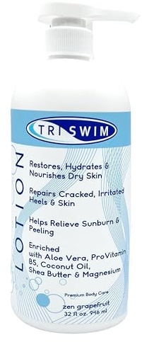 TRISWIM Skin Regenerating Body Lotion | After Swim Care | Body Moisturiser For Dry Skin | Magnesium Enriched | Moisturizing After Pool Vegan Body Lotion For Swimmers | Moisturiser Body (946 ml)