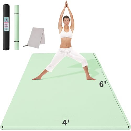 CAMBIVO Sportmatte XXL, Yogamatte Dicke 183cm x 122cm x 6mm, Fitnessmatte Trainingsmatte rutschfest breit, TPE Gymnastikmatte mit Handtuch, für Sport, Yoga, Pilates, Gym, Zuhause, Workout