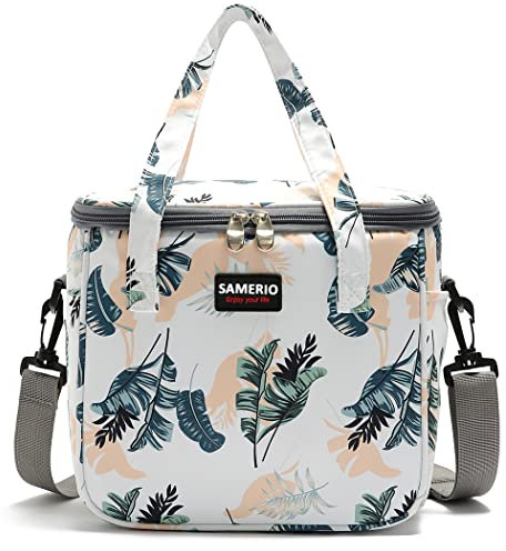 Kühltasche für Erwachsener Großes Isolierte Lunchtasche Wiederverwendbare Lunch Box Bag Mode Lebensmitteltransport Tasche Picknicktasche für Unterwegs Arbeit Schule Strand (Laub)