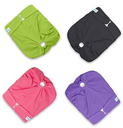 Teamoy 4Pcs Umweltfreundliche Weibliche Hundewindeln, XS | Super Saugfähige Wiederverwendbar Wickelwindeln für Hunde, Waschbare Windeln für Hündinnen