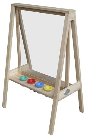 AXI Eric chevalet pour enfants en bois | Tableau de peinture avec toile en plexiglas et 4 boîtes de peinture | 50x70x105 cm