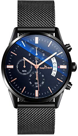 SUPBRO Herren Armbanduhr Mode Wasserdicht Sport Analoger Quarz Uhr Ultra-Thin Dial Edelstahl Mesh Armbanduhr Männer Datum Silber