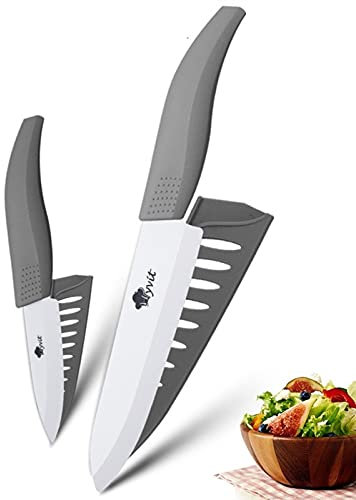 DZCP Cuchillo de Cocina Cuchillos de cerámica Cuchillos de Cocina 3 4 5 5 6 Pulgadas Chef Chef Cock Set + Peeler Blanco Blanco Hoja DE Zirconia Mango Multi-Color HANDA Calidad (Color : 36 Inch Grey)