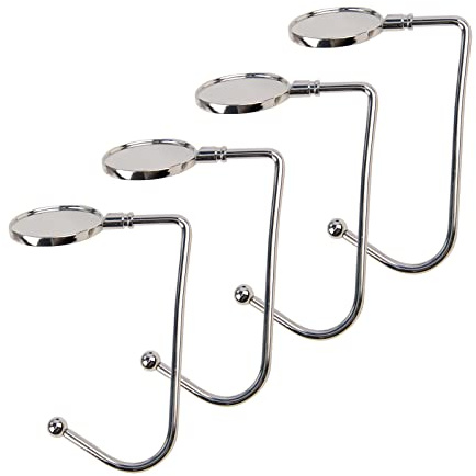 KEYIDO 4 Pack Christmas Stocking Hooks Stocking Holder for Mantle Fireplace Metal Xmas Hooks Hangers with Anti Skid Safety Hang Grip for Christmas Party Decoration Silver