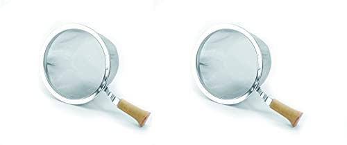 Teemando® Lot de 2 passoires à thé avec poignée en bambou en acier inoxydable Ø env. 6,8 cm