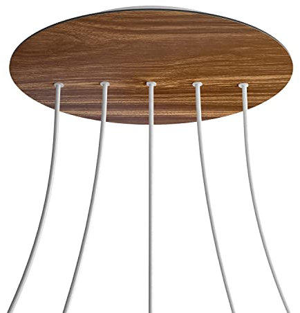 creative cables - Rundes XXL 5 Inline-Löcher und 4 Seitenlöchern Lampenbaldachin, Rose-One-Abdeckung, 400 mm Durchmesser - Holz, Weiß