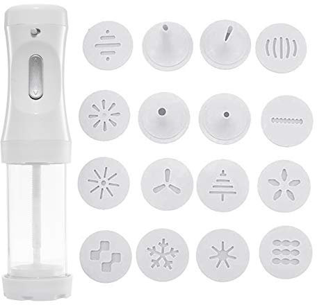Gebäckpresse Cookie Press Kekspresse Elektrisch Mit 12 Schablonen Und 4 Tüllen Gebäckpresse Backzubehör Gebäckspritze für Backen DIY Cookie