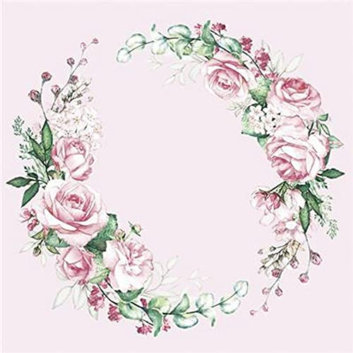 20 Servietten Runder Kranz voller Rosen | Blumen | Hochzeit | Hochzeitsdeko | rosa | floral | Frühling | Sommer | Tischdeko 33x33cm