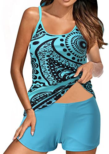 PAIDAXING Swimwear Bikini Sets Damen Bandeau Neckholder Bikinioberteile+Hotpants Rückenfrei Bauchweg Badeanzüge Wassersportbekleidung+Hotpants Mini Beachwear Große Größen (Green, L)