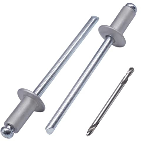 SKIR'CO (100 Stück) Blindnieten lackiert 4,0 x 10 mm, Aluminium Popnieten, Bohrer enthalten (Aluminium Weiß RAL 9006)