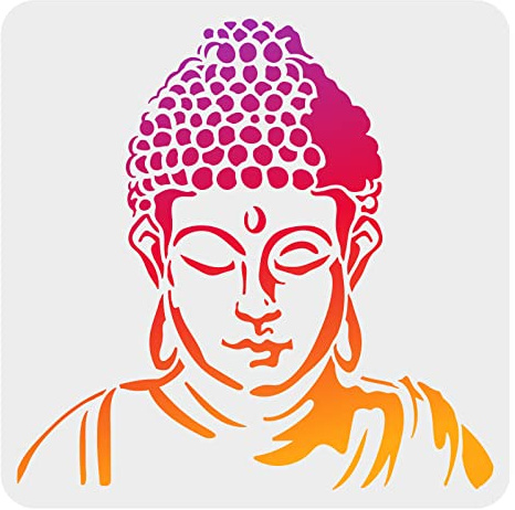FINGERINSPIRE Buddha Malschablone 30x30cm Aushöhlen Orientalische Buddha Bastelschablone, Wiederverwendbare Buddha Kopf Schablone Zum Malen An Der Wand, Fotoalbum, Papier, Holzschilder