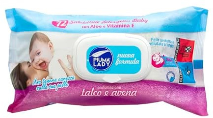 Di.Pri.ma Piuma Lady Salviette Detergenti Salviettine Profumazione Talco e Avena Confezione da 72Pz