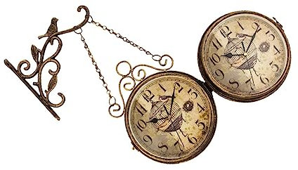 Garneck Vintage Wanduhr Haushaltsuhr Retro Metalluhr Doppelseitig Leise Uhrwerk Dekorative Wanduhren Für Wohnzimmer Schlafzimmer