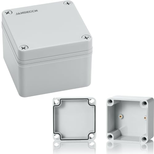 JANDECCN Waterproof Electrical Outdoor Junction Box, IP66 Weatherproof DIY Electrical Enclosure ABS Plastic Box with Plastic Screws (3.9 * 3.9 * 3, Grey)