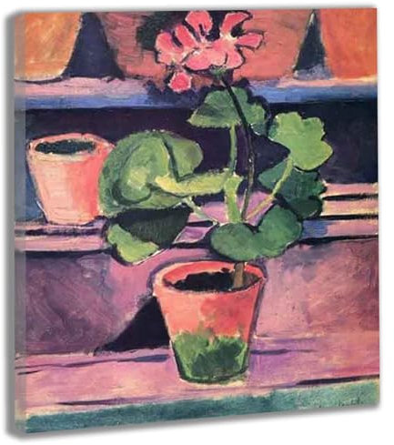 《Topf mit Geranien》by Henri Matisse Leinwand Wandkunst Bilder Drucke für Wohnzimmer Schlafzimmer Kunst Büro Küche Kinderzimmer Home Decor Bereit zum Aufhängen(Gerahmt,（30x36cm） 12x14inch