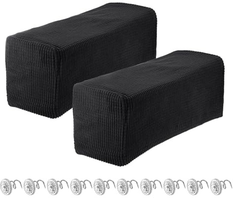 sourcing map 2 Stück Stretch-Armlehnenbezüge für Stühle/Sofas, Couch-Armlehnenbezüge mit Drehstift, Möbelschutzbezüge für Sofa Sessel Schwarz
