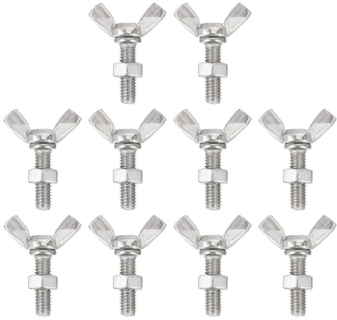 sourcing map Flügelschrauben/Flügelschrauben mit 10 Muttern, 304 Edelstahl, Flügelschraube, Daumen-Handschrauben, Flügelschrauben, Flügelschrauben, 10 Stück