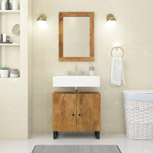 Sufrk Mueble de Lavabo Madera Mango y Madera ingeniería 62x33x58 cm Lavabos PequeñOs con Mueble - 351989