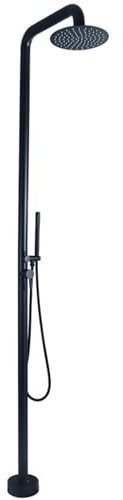 XJTNLB Gartendusche Edelstahl Warm Kalt Gartendusche Pooldusche Außenendusche Gebürsteter Edelstahl Einhebelmischer Inklusive Einer Schwalldusche Schwarz,A
