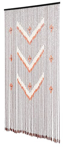 JAYEUW 52 Linien Bambusvorhang Türvorhang Perlenvorhang Bambusvorhang Fadenvorhang Holzperlenvorhang für Wohnzimmers Balkons Vorhang mit V-förmigem Muster 90 * 190CM Kaffee