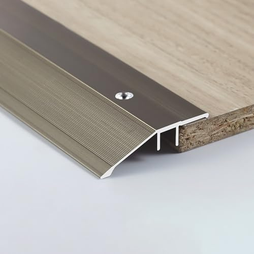 Raouoae Boden Übergangsleiste Türschwelle Übergangsschiene Holz-zu-Fliesen Übergangsprofil Höhenausgleich 0.6-1.5cm/0.8-2.5cm Aluminium Bodenleiste Abdeckleiste(Sekt,Stil 2_BREITE: 5.5 cm)
