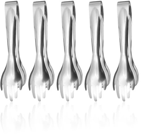 Pinze In Acciaio Inox Da 5 Pezzi, Pinze Cucchiaio E Forchetta Due In Uno, Pinze Per Pane, Pinze Per Barbecue, Pinze Per Buffet, Pinze Per Insalata
