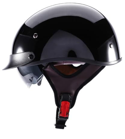 Helm für Frauen ECE 2205 UK Road Legal ABS Vier Jahreszeiten Halbhelme für Crash Helme für Fahrräder Touring Roller Motorräder Wind Goggles Männer Jungen Abnehmbare Futter Brim Off-Road