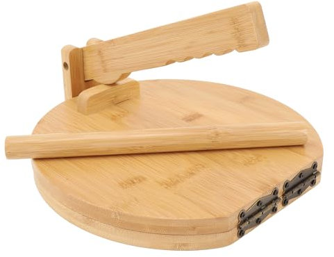 Prensa de Tortilla de Madera con 50 Papel Pergamino para Tortilla Mexicana Casera, Prensa Naan de Madera, Prensa de Masa para Pizza, Máquina para Hacer Bollos, Herramienta de