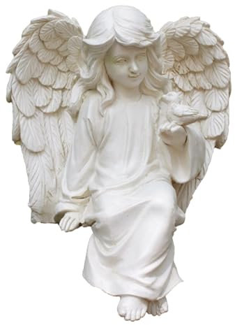 Gartenengel Statue | Vintage-inspirierte Engelfigur | Engel Ornament | Harzengel Skulptur | robuste Engelstatue für Terrasse, Rasen, Hof und , Dekoration für drinnen oder draußen