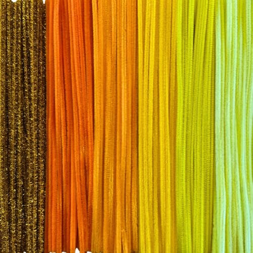 200 Stück Pfeifenreiniger Bunt zum Basteln,6 Verschiedene Gelb Pfeifenputzer Bunt zum Basteln Inklusive Glitzerdraht,Chenilledraht Pipe Cleaner für Kreative DIY (Gradient Gelb)