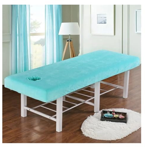 JMORCO Massageliege Bezug Verdicken Sie Samt-Schönheitssalon-Massagetisch-Spannbettlaken, hautfreundliches Massagelaken, SPA-Bettdecke mit Loch(SkyBlue,190x70)