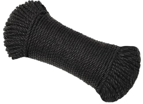 Arbeitsseil Schwarz 3 mm 25 m Polypropylen, LAPOOH Bootsseil, Tau Seil, Zeltleine, Outdoor Seil, Allzweckseil, Gartenseil, Werkzeugseil Auffangseil - 152996