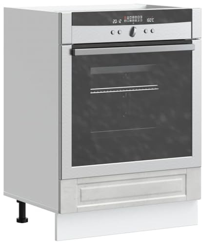 Myheimly Küchenschrank Holzwerkstoff,hoher Küchenschrank, Schrank,Küchenzeile,Schrank Küche,Einbauküche Herdumbauschrank Porto Betongrau Holzwerkstoff
