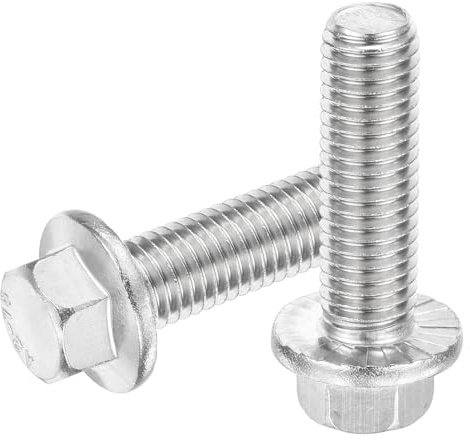 QUARKZMAN 6 Stück M12 x 40mm Sechskantflanschschraube, 304 Edelstahl Sechskopfschrauben mit Flansch Sechskantschrauben für Haushalte, Maschinenwerkzeuge, Silber