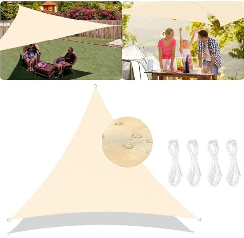 BNWRRCVKE Tenda da sole, 3 x 3 x 3 m, vele parasole impermeabili, tela a vela triangolare con corde di tensione, per giardino e balcone - Giallo chiaro