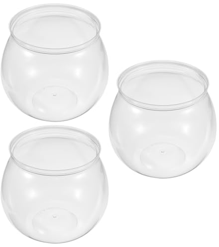 Happyyami 3st Goldfischglas Blase Essen Netz Tank Bausatz Anlage Mini Fischglas Luft Schüsseln Bruchfestes Fischglas Fischschale Mit Deckel Kleines Aquarium Getränke Transparent Das Haustier