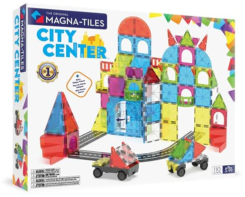 MAGNA-TILES® City Center 110-Piece Magnetic Construction Set, The Original Magnetic Building Brand
