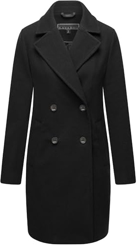 Navahoo Damen Mantel in Woll-Optik langer klassischer Trenchcoat Frostjuwel 14 XS-3XL