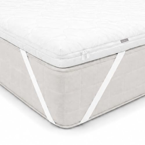 SLIPIO Topper de Colchón 200x190 cm | 5 cm | Ergo+ Espuma Ortopédica | Cubrecolchón | Funda Extraíble Antiácaros y Antialérgico