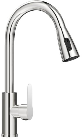 Zeripikfoasp Küchenarmatur, Wasserhahn Küche mit Herausziehbarer Brause Ausziehbar Armatur, Spültischarmatur Edelstahl mit Brause 2 Wasserstrahlarten, 360° Drehbar Mischbatterie Küche, für Küchenspüle